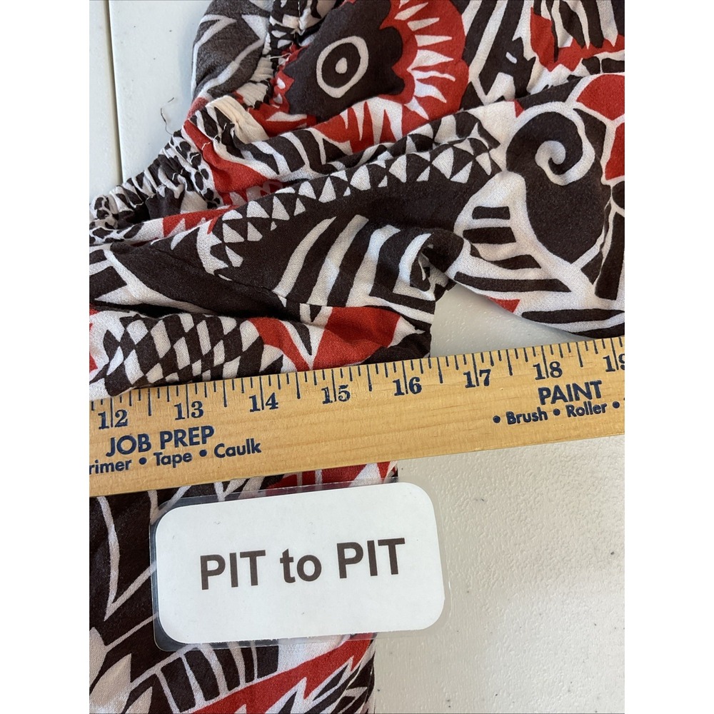 Anthropologie Tiered Maxi Dress Red‎ Black Multicolor Open Back Flowy size LG - Picture 13 of 15